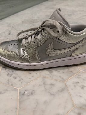 Nike Silver Air Jordan Leather Sneaker